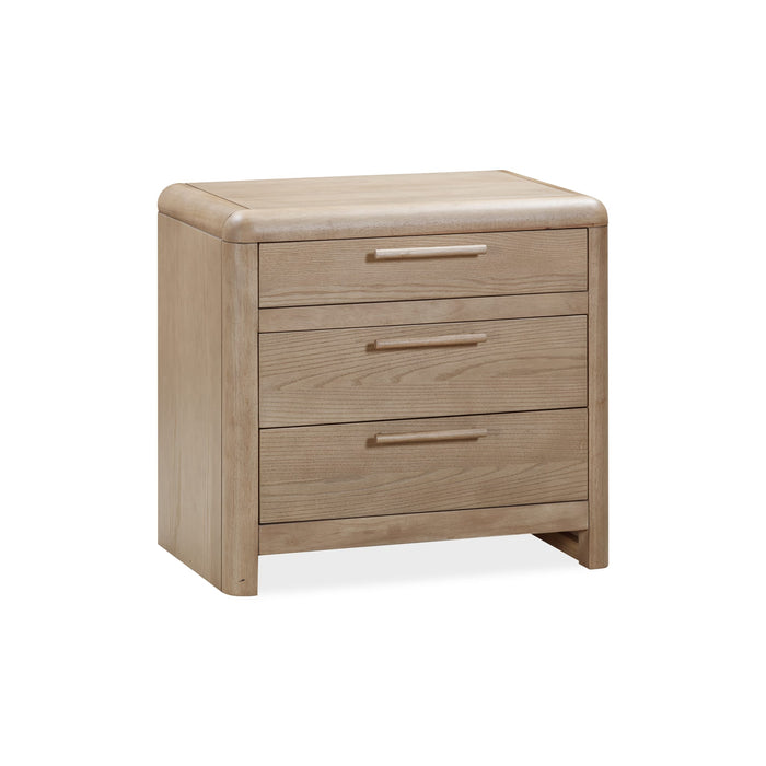 Modus Furano Three Drawer Ash Wood Nightstand in Ginger Image 2