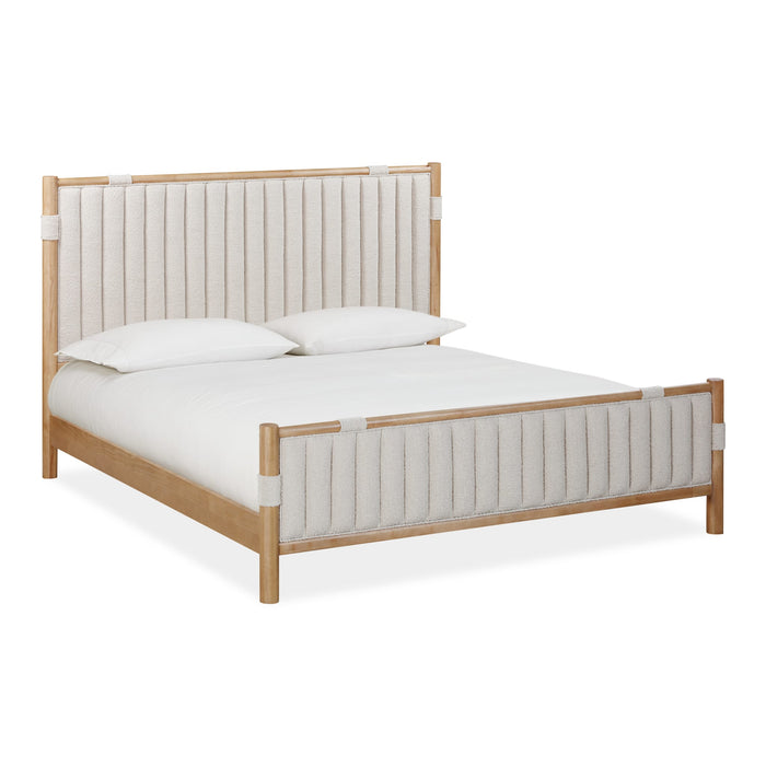 Furano Upholstered Panel Bed in Ginger and Brun Boucle