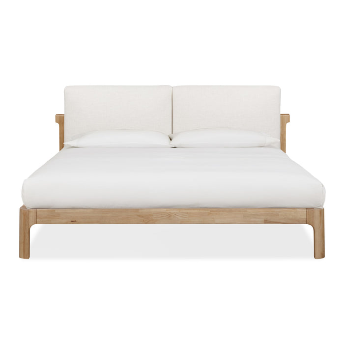Furano Upholstered Two Cushion Platform Bed in Ginger and Natural Linen