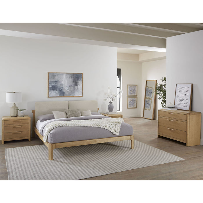 Modus Furano Upholstered Two Cushion Platform Bed in Ginger and Natural Linen Image 2