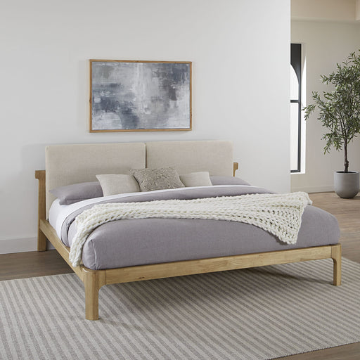 Modus Furano Upholstered Two Cushion Platform Bed in Ginger and Natural Linen Main Image