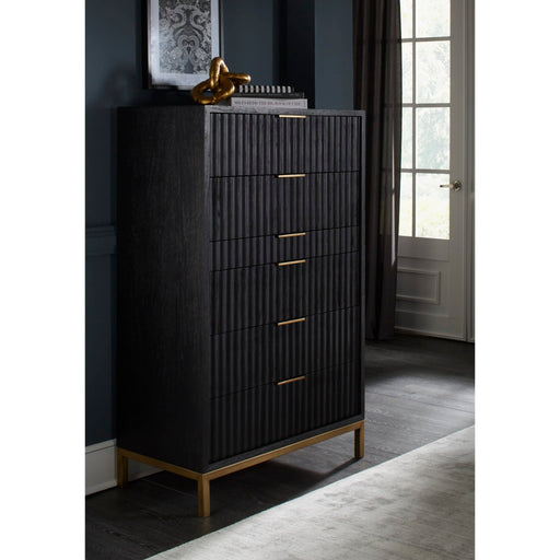 Modus Kentfield Solid Wood Six Drawer Chest in Black Drifted Oak (2024) Main Image