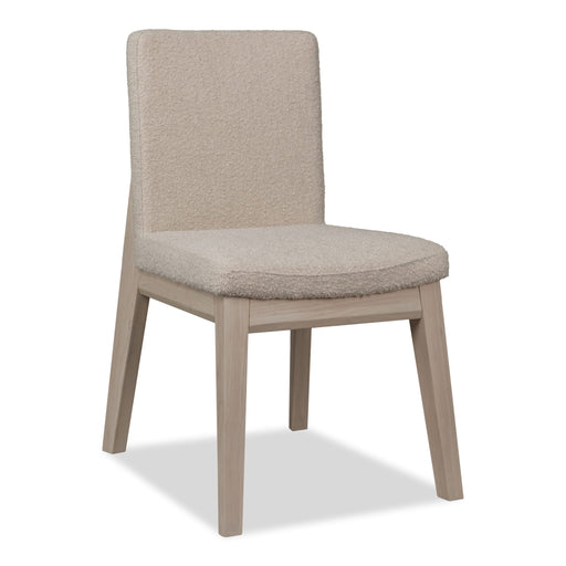 Modus Liv Solid Wood Dining Chair in White Sand and Brun Boucle Image 1