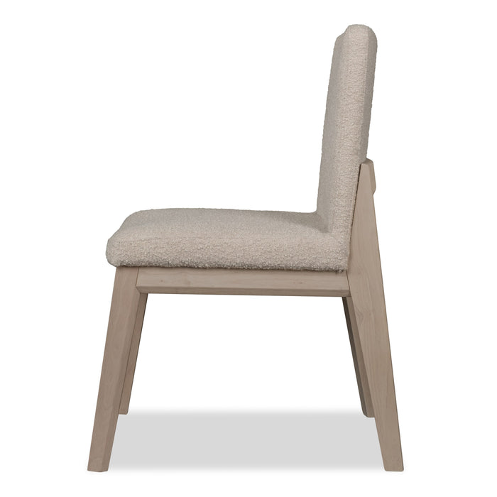 Modus Liv Solid Wood Dining Chair in White Sand and Brun Boucle Image 2