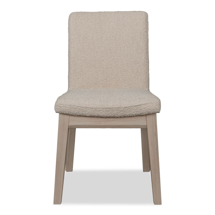 Modus Liv Solid Wood Dining Chair in White Sand and Brun Boucle Main Image