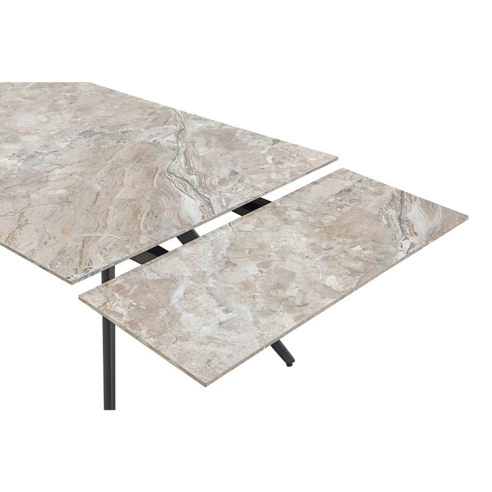 Modus Lucia Double Extension Stone Top Metal Leg Dining Table in Rich Brown and Black Image 3