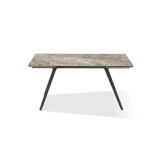 Modus Lucia Double Extension Stone Top Metal Leg Dining Table in Rich Brown and Black Main Image