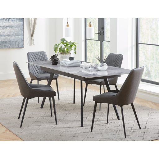 Modus Lucia Upholstered Dining Chair in Charcoal Synthetic Leather and Black Metal Image 1