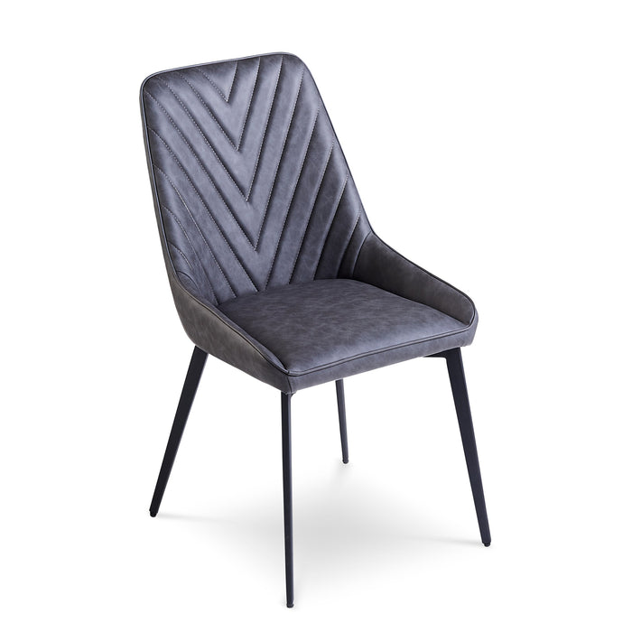 Modus Lucia Upholstered Dining Chair in Charcoal Synthetic Leather and Black Metal Image 2