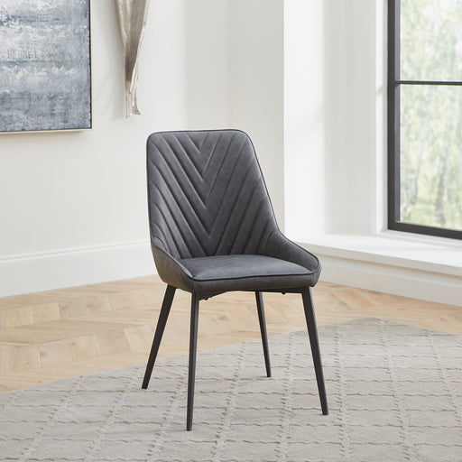 Modus Lucia Upholstered Dining Chair in Charcoal Synthetic Leather and Black Metal Main Image