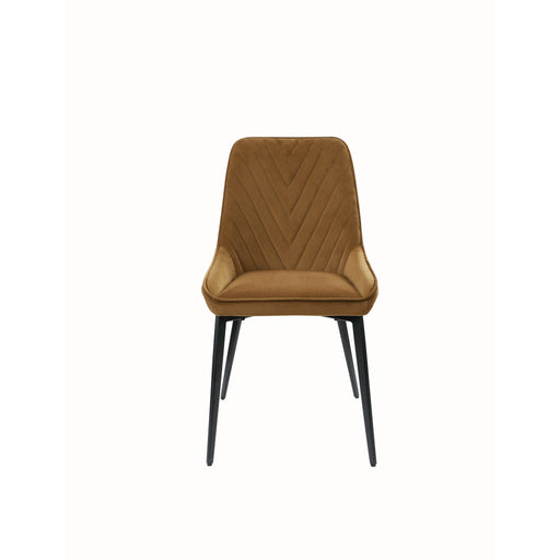 Modus Lucia Upholstered Dining Chair in Cognac Velvet and Black Metal Image 1