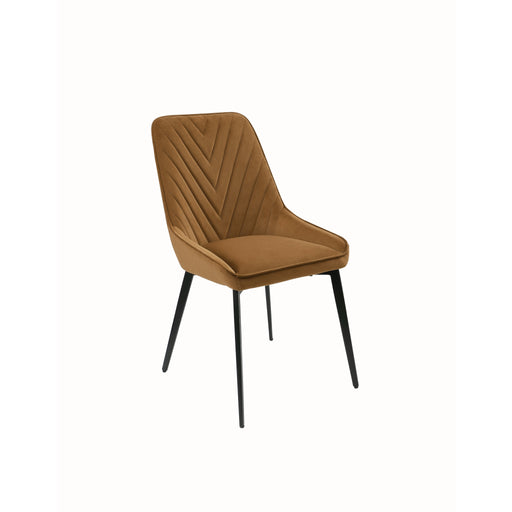 Modus Lucia Upholstered Dining Chair in Cognac Velvet and Black Metal Main Image