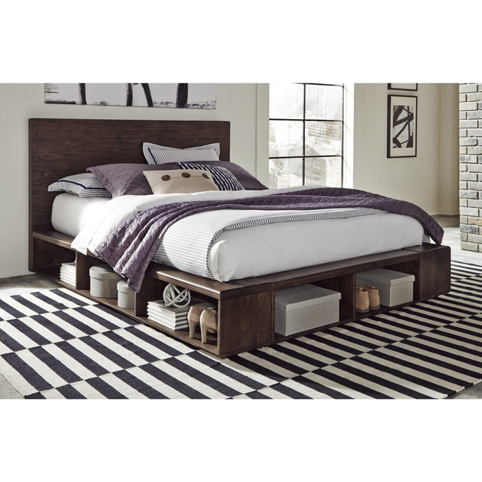 Modus McKinney Solid Wood Low Platform Storage Bed in Espresso Pine Main Image