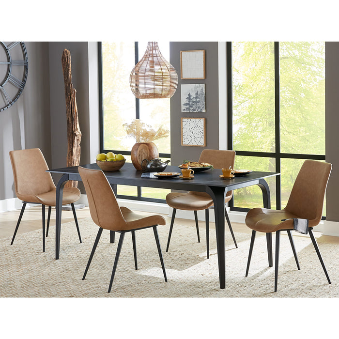 Modus Nicoya Upholstered Dining Chair in Buckskin Synthetic Leather and Black Image 2