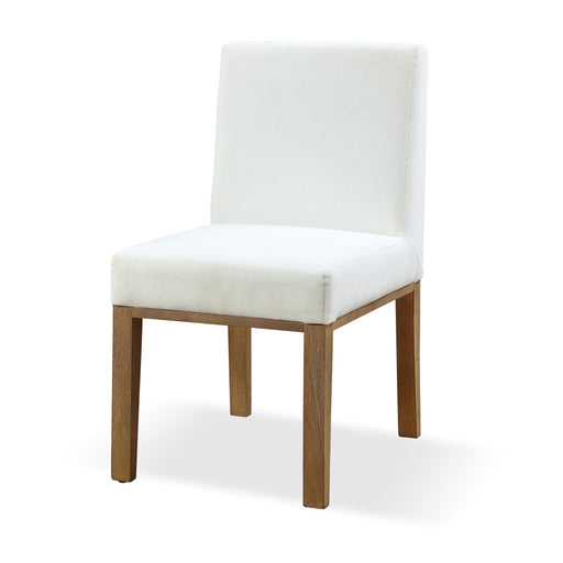 Modus One Modern Coastal Upholstered Dining Side Chair in White Pearl and Bisque Main Image