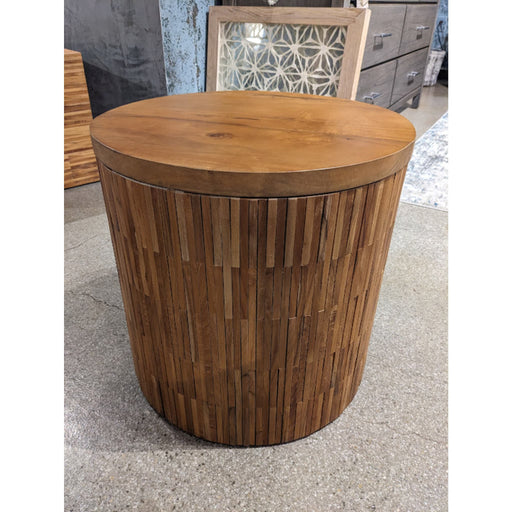 Modus One Wood Tile Round End Table in Solid TeakMain Image