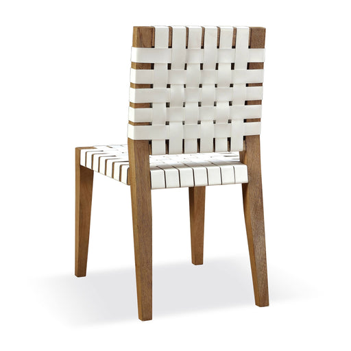 Modus One Woven Leather and Solid Wood Dining Side Chair in White and Bisque Image 1