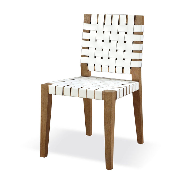 Modus One Woven Leather and Solid Wood Dining Side Chair in White and Bisque Main Image