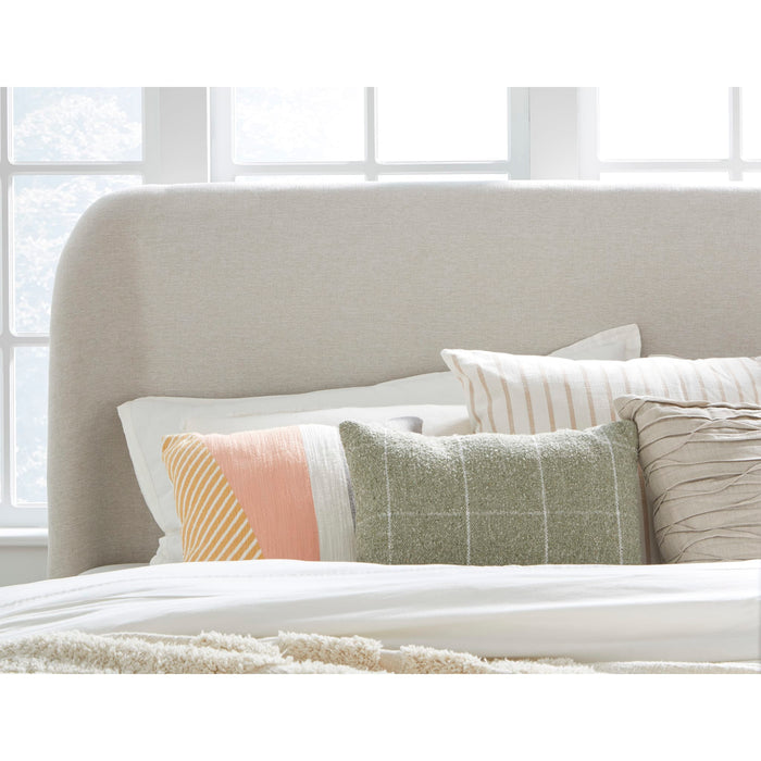 Modus Penny Upholstered Platform Bed in Buff Cream Ash and Oatmeal Linen Image 1