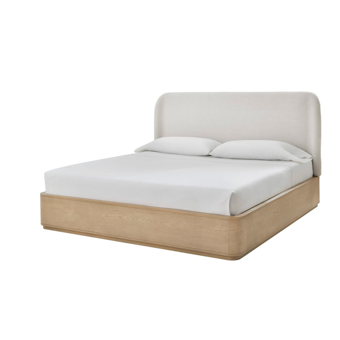Modus Penny Upholstered Platform Bed in Buff Cream Ash and Oatmeal Linen Image 3