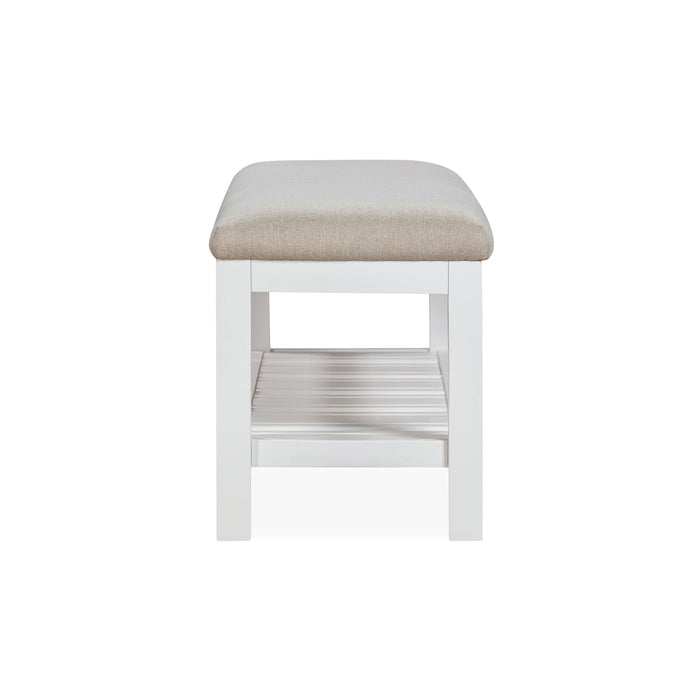 Modus Retreat Upholstered Wood Bench in SnowfallImage 2