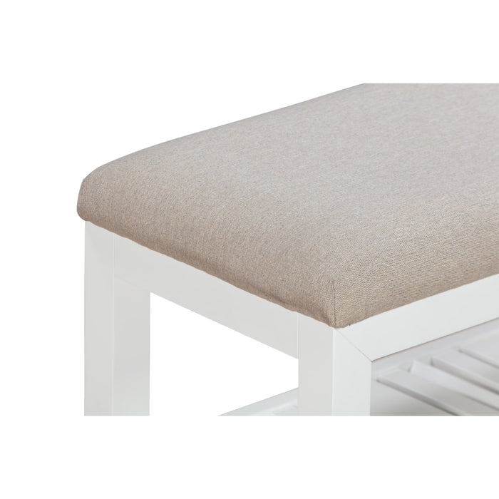 Modus Retreat Upholstered Wood Bench in SnowfallImage 3