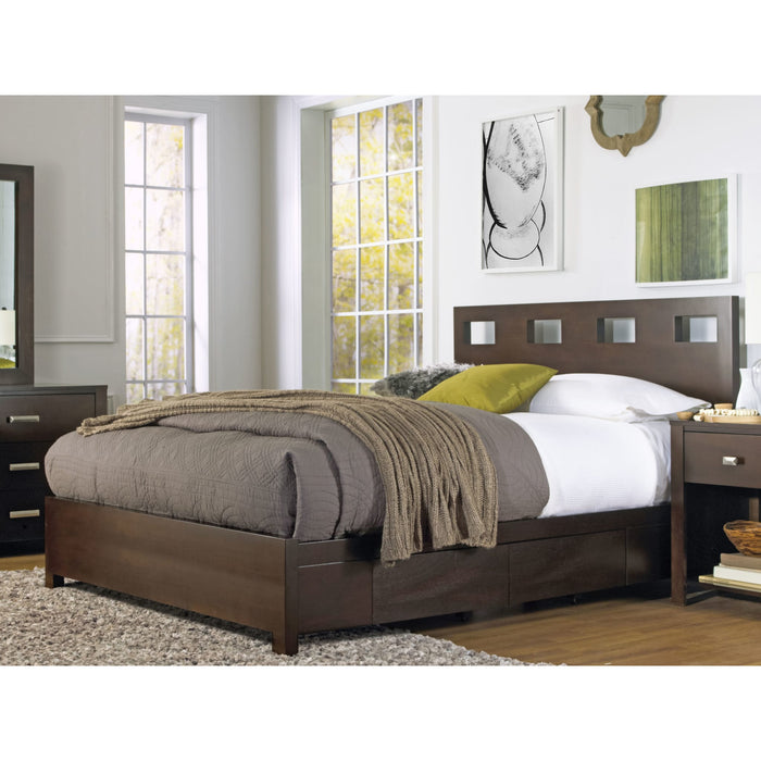 Riva Wood Storage Bed in Chocolate Brown