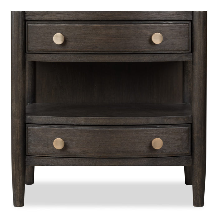 Modus Rockport Two Drawer One Shelf Oak Wood Nightstand in Yin Main Image