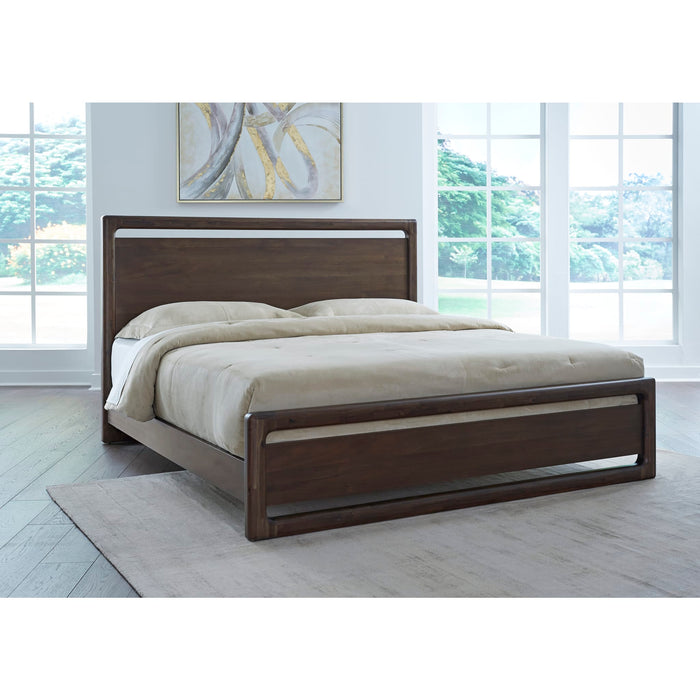 Sol Acacia Wood Platform Bed in Brown Spice