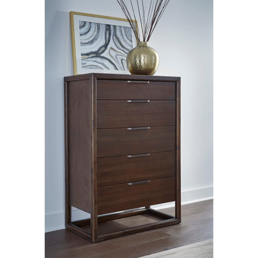 Modus Sol Five Drawer Acacia Wood Chest in Brown Spice Main Image