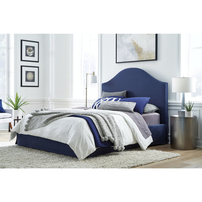 Modus Sur Upholstered Skirted Panel Bed in Navy Main Image