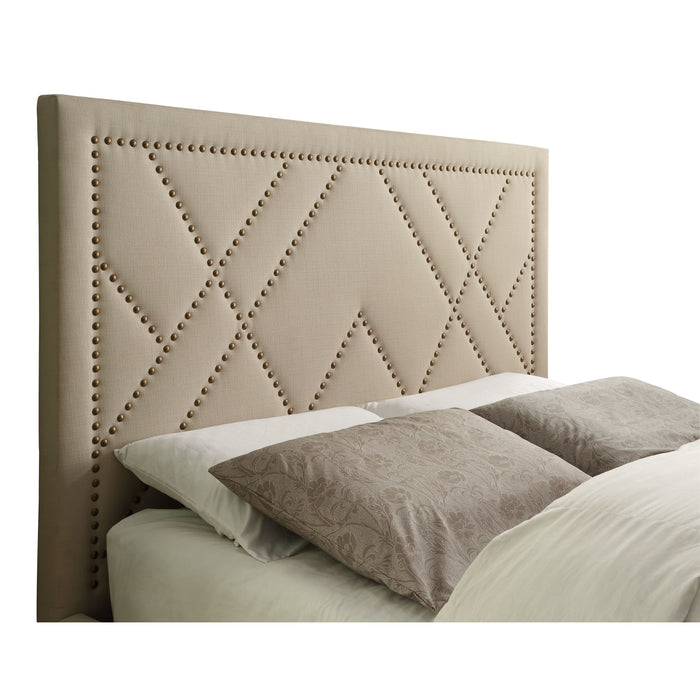 Modus Vienne Nailhead Patterned Upholstered Headboard in Powder Image 3