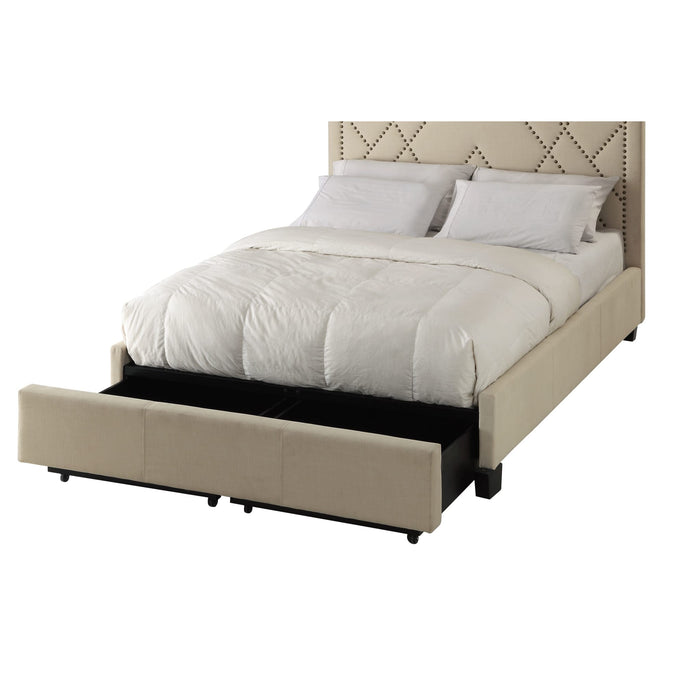 Modus Vienne Nailhead Upholstered Platform Storage Bed in Powder Image 5