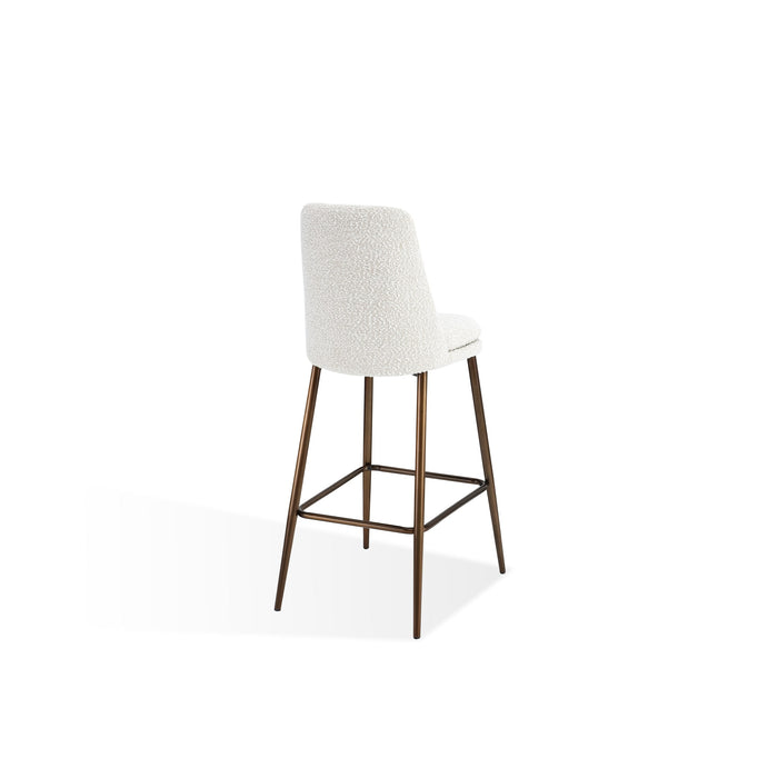 Modus Wyatt Upholstered Bar Stool in Ricotta Boucle and Bronze Metal Image 3