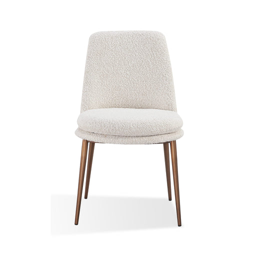 Modus Wyatt Upholstered Dining Chair in Ricotta Boucle and Bronze Metal Image 1