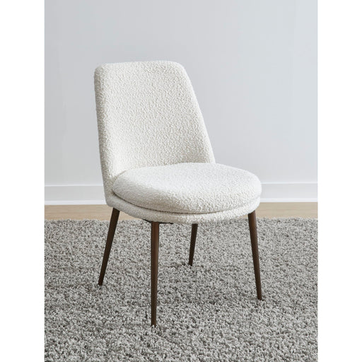 Modus Wyatt Upholstered Dining Chair in Ricotta Boucle and Bronze Metal Main Image