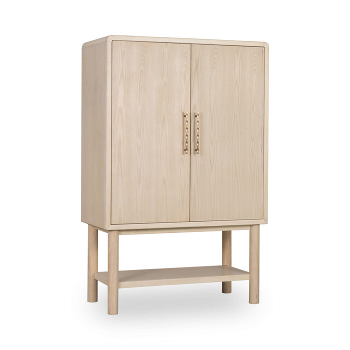 Modus Zinnia Two Door Ash Wood Bar Cabinet in White Sand Image 1