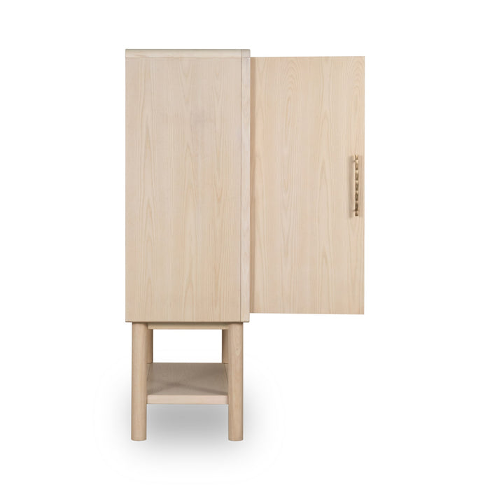 Modus Zinnia Two Door Ash Wood Bar Cabinet in White Sand Image 2