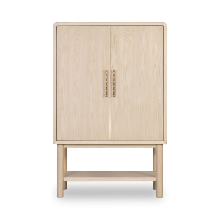 Modus Zinnia Two Door Ash Wood Bar Cabinet in White Sand Main Image