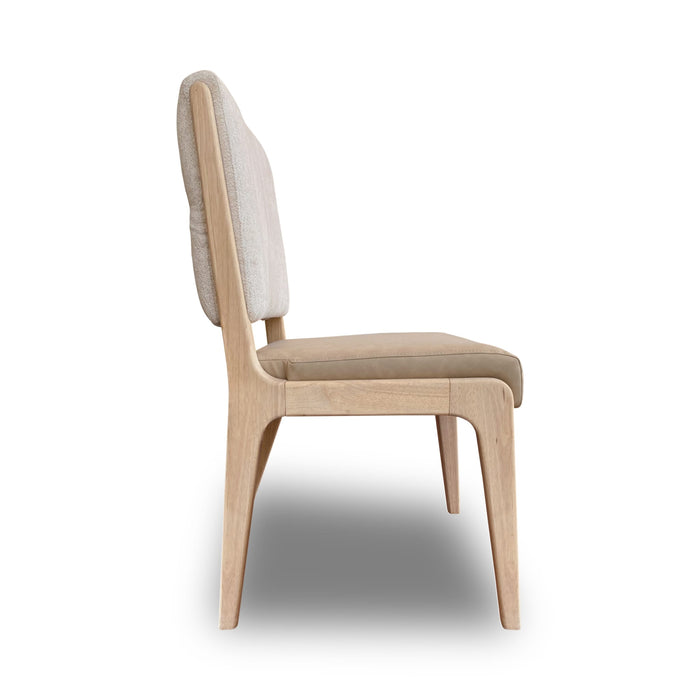 Modus Zinnia Upholstered Dining Chair in White Sand, Buttermilk Leather and Dune Chenille Image 2