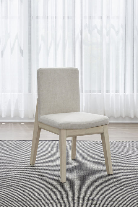 Liv Solid Wood Dining Chair in White Sand and Natural Linen