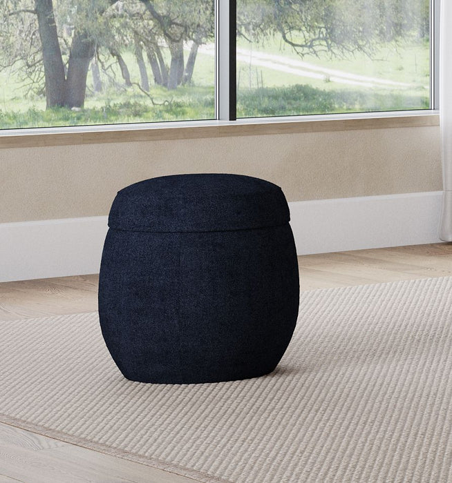 Flex Upholstered Ottoman in Blue Jeans Chenille