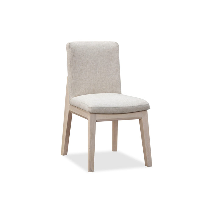 Modus Furniture Liv Solid Wood Dining Chair in White Sand and Natural Linen 655450450556 QHTP63A Image 1