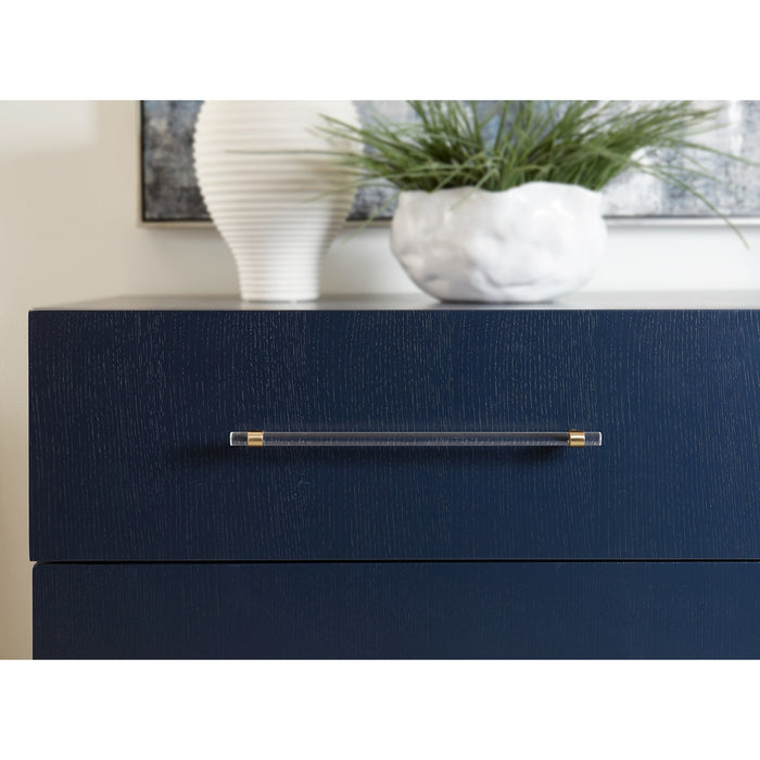 Modus Furniture Argento Two Drawer USB Charging Nightstand in Navy Blue and Burnished Brass 655450368257 9DKB81 Image 2