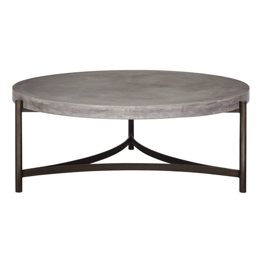 Modus Furniture Lyon Round Natural Concrete and Metal Coffee Table 655450173455 A89421 Image 1