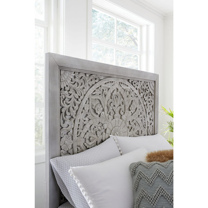 Modus Furniture Boho Chic Carved Platform Bed in Washed White  1JQ9H  Image 3