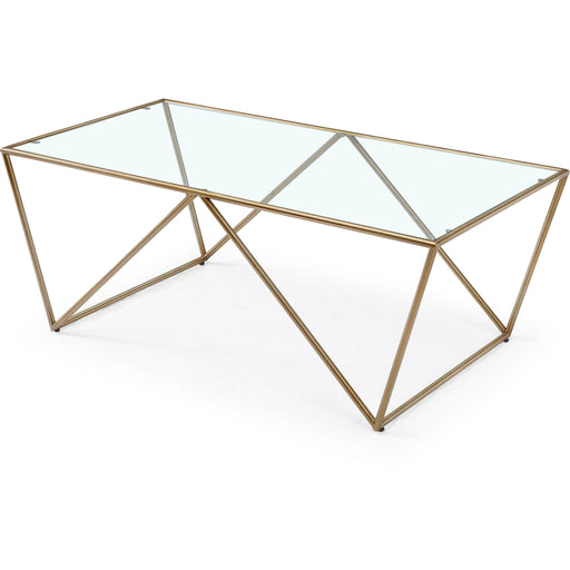 Modus Furniture Aria Rectangular Coffee Table in Gold Brushed Stainless Steel and Ultra Clear Glass 655450489778 4VPA21 Main Image