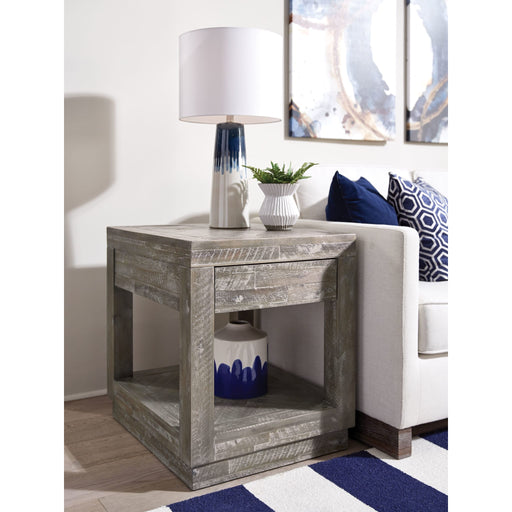 Modus Furniture Herringbone Solid Wood One Drawer End Table in Rustic Latte 655450244308 5QS322 Main Image