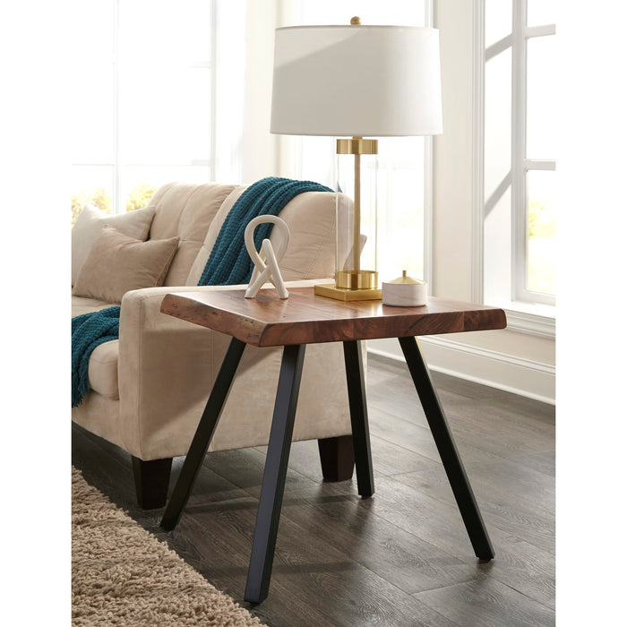 Modus Furniture Reese Live Edge Solid Wood Metal Leg End Table in Natural Acacia 655450206269 3A6922 Main Image