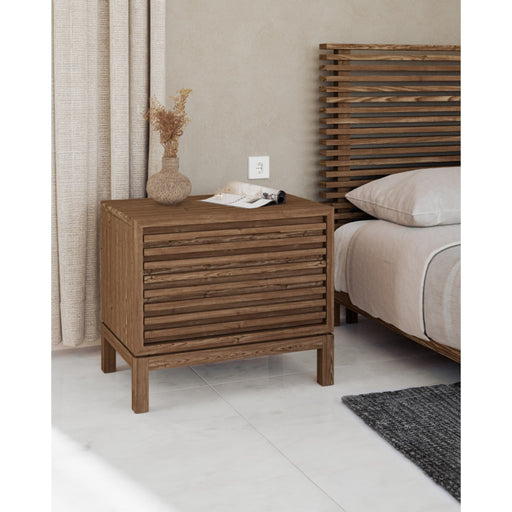 Modus Furniture Tanner Two Drawer Ash Wood Nightstand in Roux 655450444920 QPUA81 Main Image